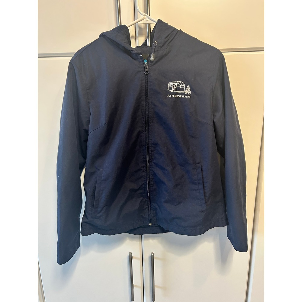 Tri-Mountain Airstream Navy‎ Blue Hooded Windbreaker Jacket Womens Small GS-115